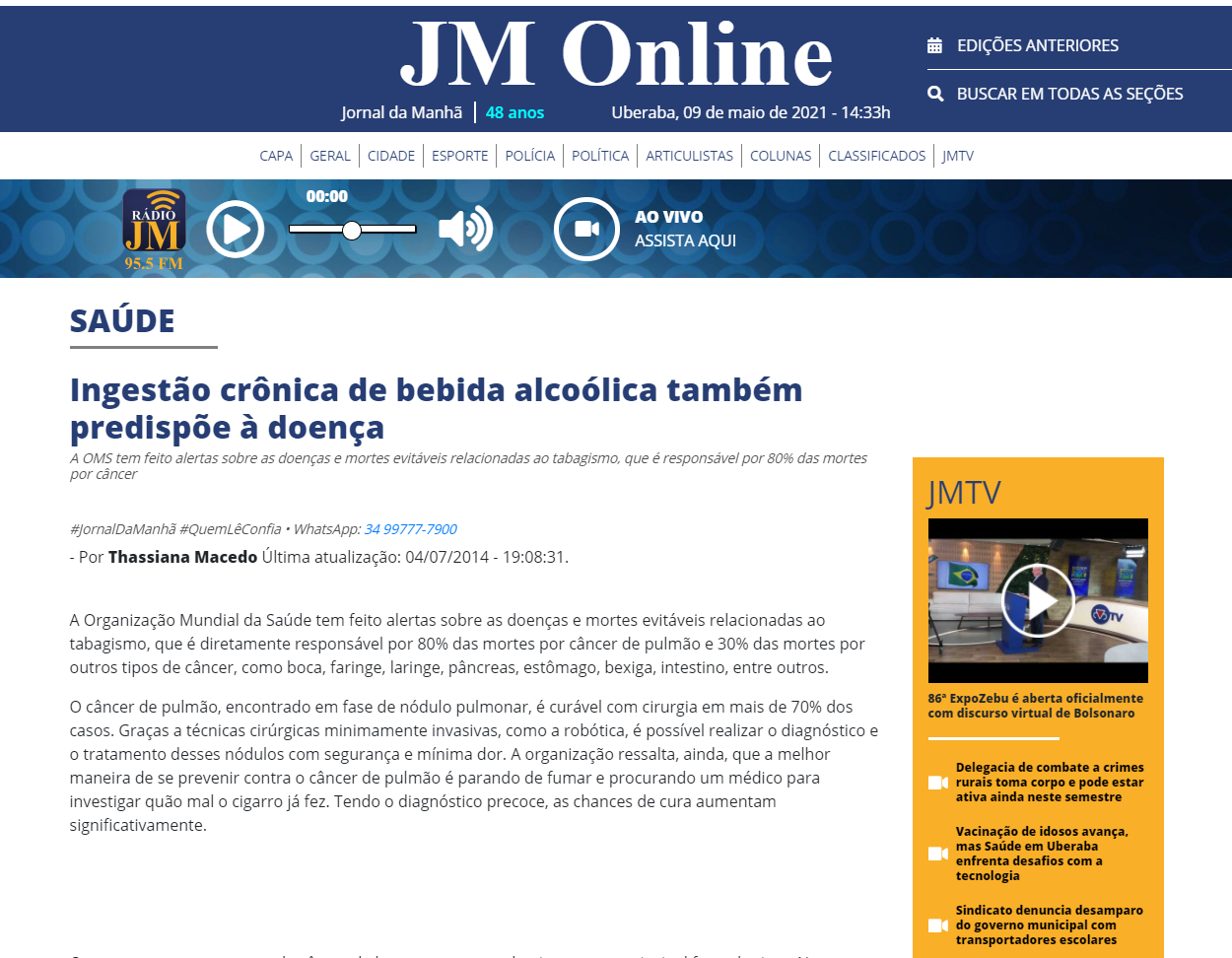 Jornal da Manhã - Uberaba -04/07/2014